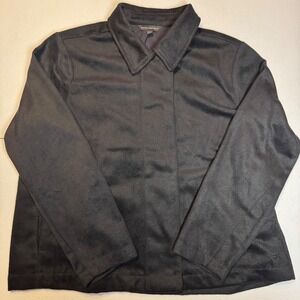 Quiet Luxury Banana Republic Black Textured Thick Collar Jacket XL Academia Prep